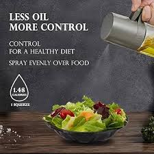 Stainless Steel Oil Sprayer Bottle - Fine Mist, Portion Control for Healthy Cooking