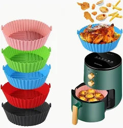 Reusable Silicone Air Fryer Liner - Pack of 2, Non-Stick, Easy Clean